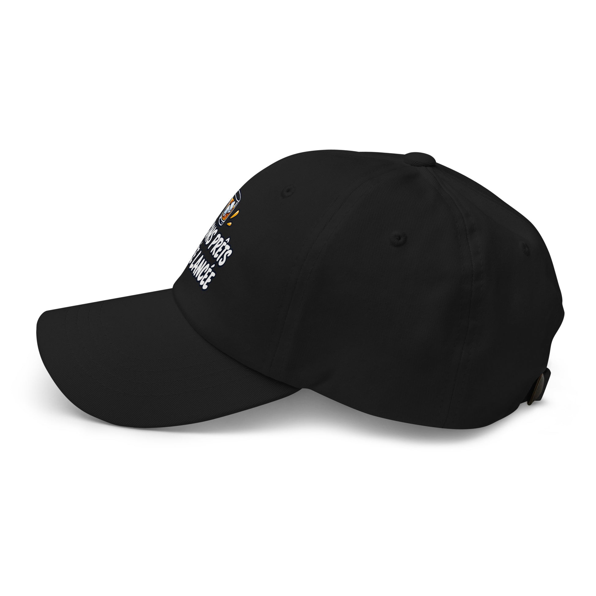 Casquette Baseball, brodée « Glaçons prêts, soirée lancée », en Noir, vue de côté, image 5