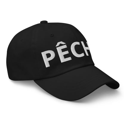 Casquette Baseball, brodée « Pêche », en Noir, vue de trois quarts, image 10