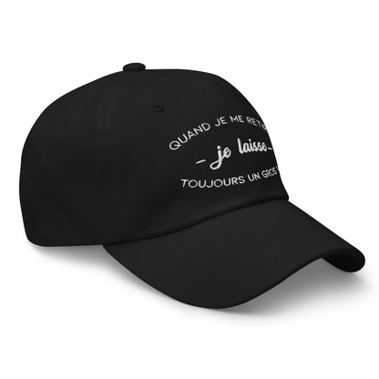 Casquette Baseball, brodée « Quand je me retire, je laisse toujours un gros vide », en Noir, vue de trois quarts, image 12