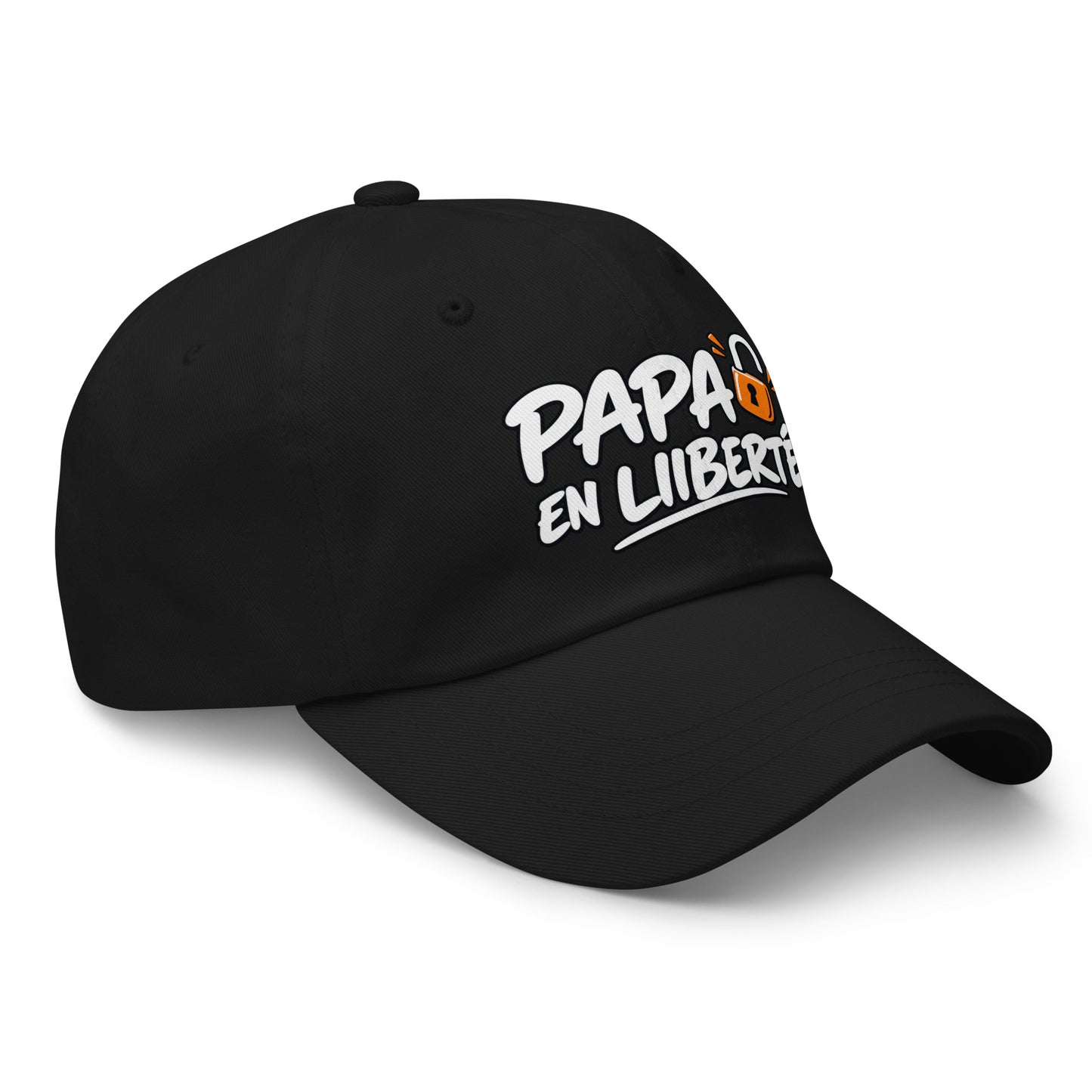 Casquette Baseball, brodée « Papa en liberté », en Noir, vue de trois quarts, image 6