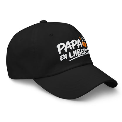 Casquette Baseball, brodée « Papa en liberté », en Noir, vue de trois quarts, image 6