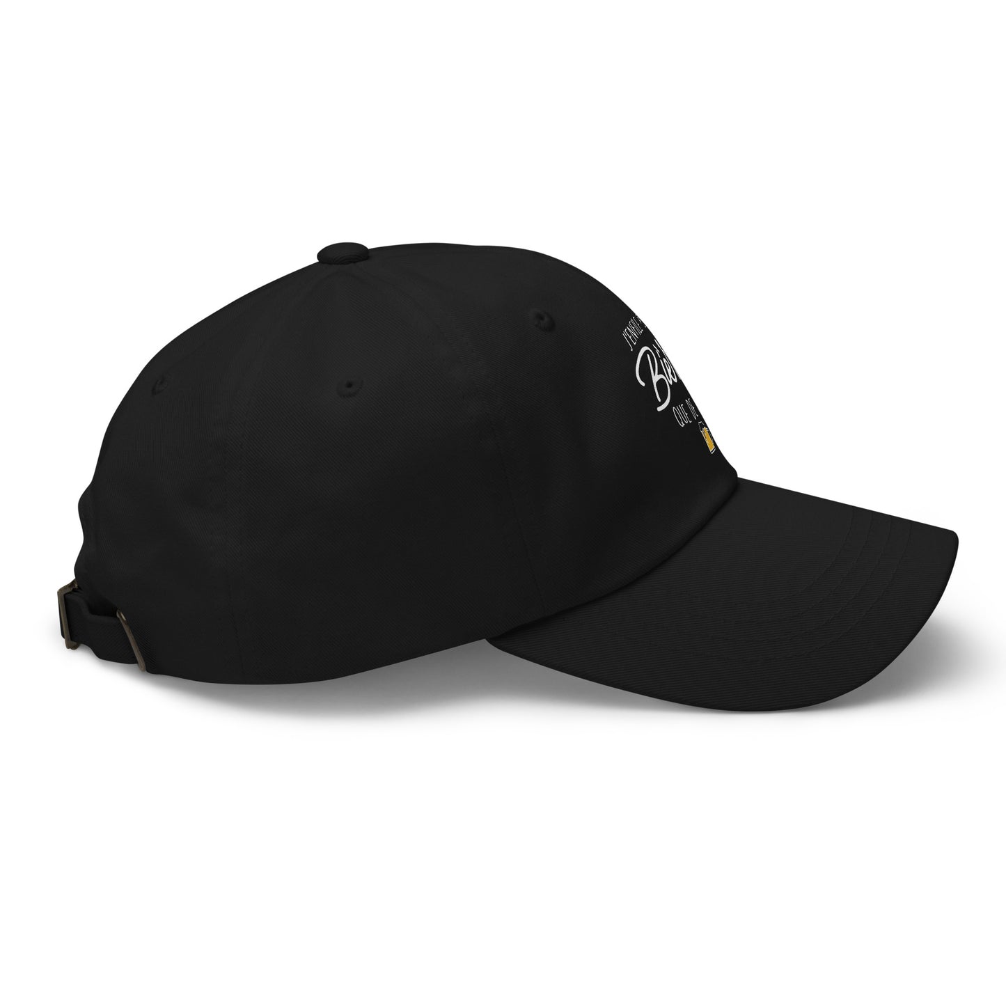 Casquette Baseball, brodée « J'enfile plus de bières que de buts », en Noir, vue de côté, image 23