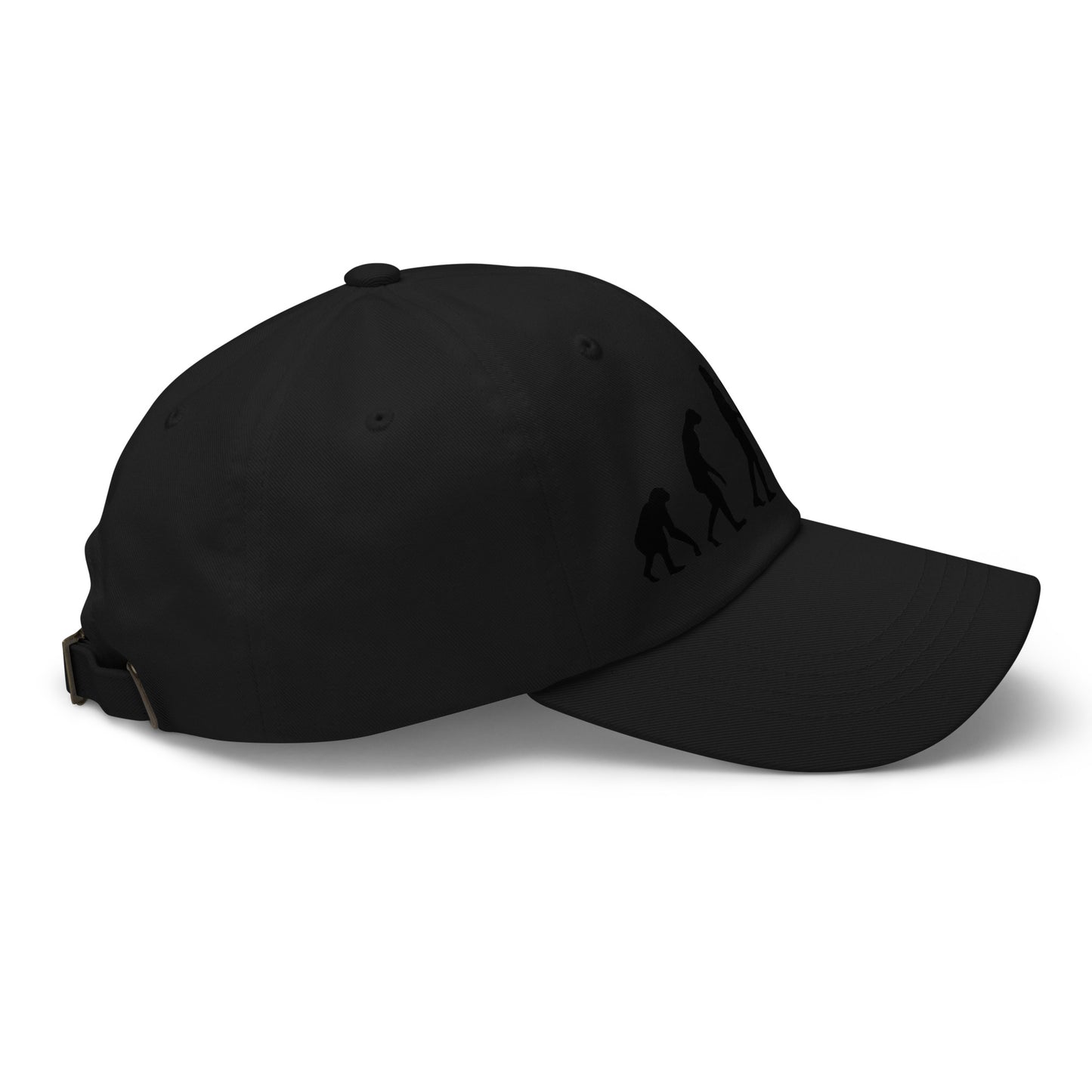 Casquette Baseball, brodée « Evolution de l'homme jusqu'à un guitariste », en Noir, vue de côté, image 20