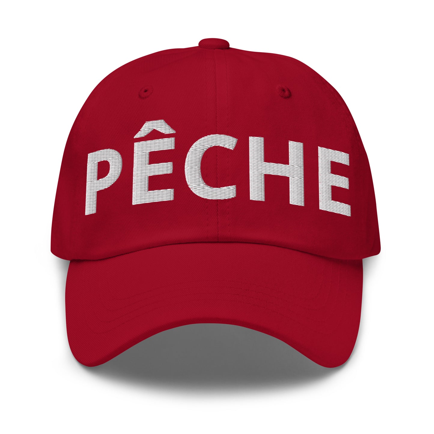Casquette Baseball, brodée « Pêche », en Canneberge, vue de face, image 3