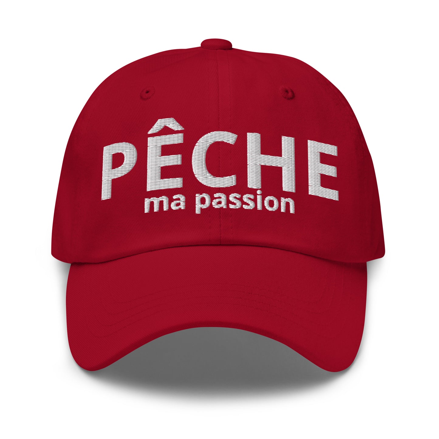 Casquette Baseball, brodée « Pêche ma passion », en Canneberge, vue de face, image 2