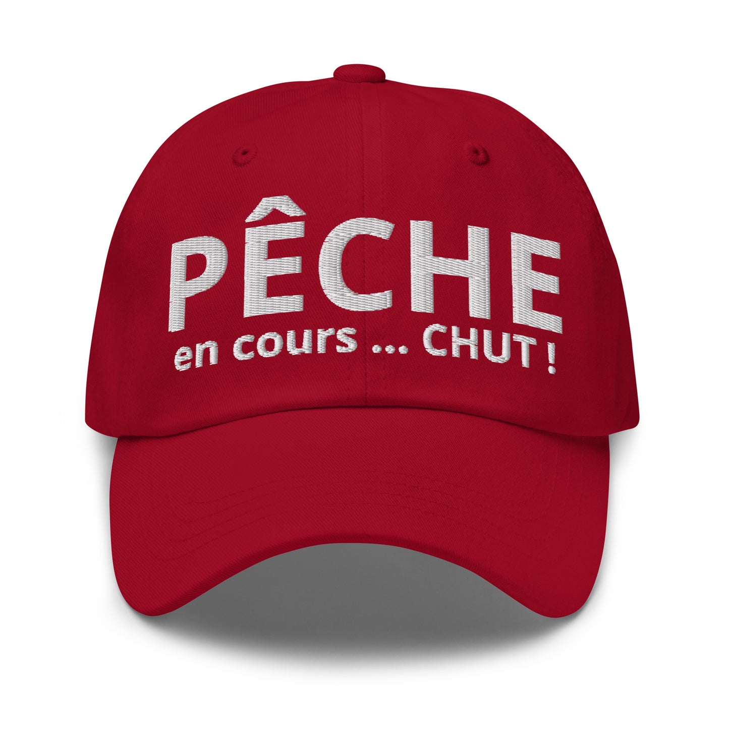 Casquette Baseball, brodée « Pêche en cours ... CHUT ! », en Canneberge, vue de face, image 46