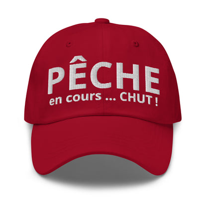Casquette Baseball, brodée « Pêche en cours ... CHUT ! », en Canneberge, vue de face, image 46