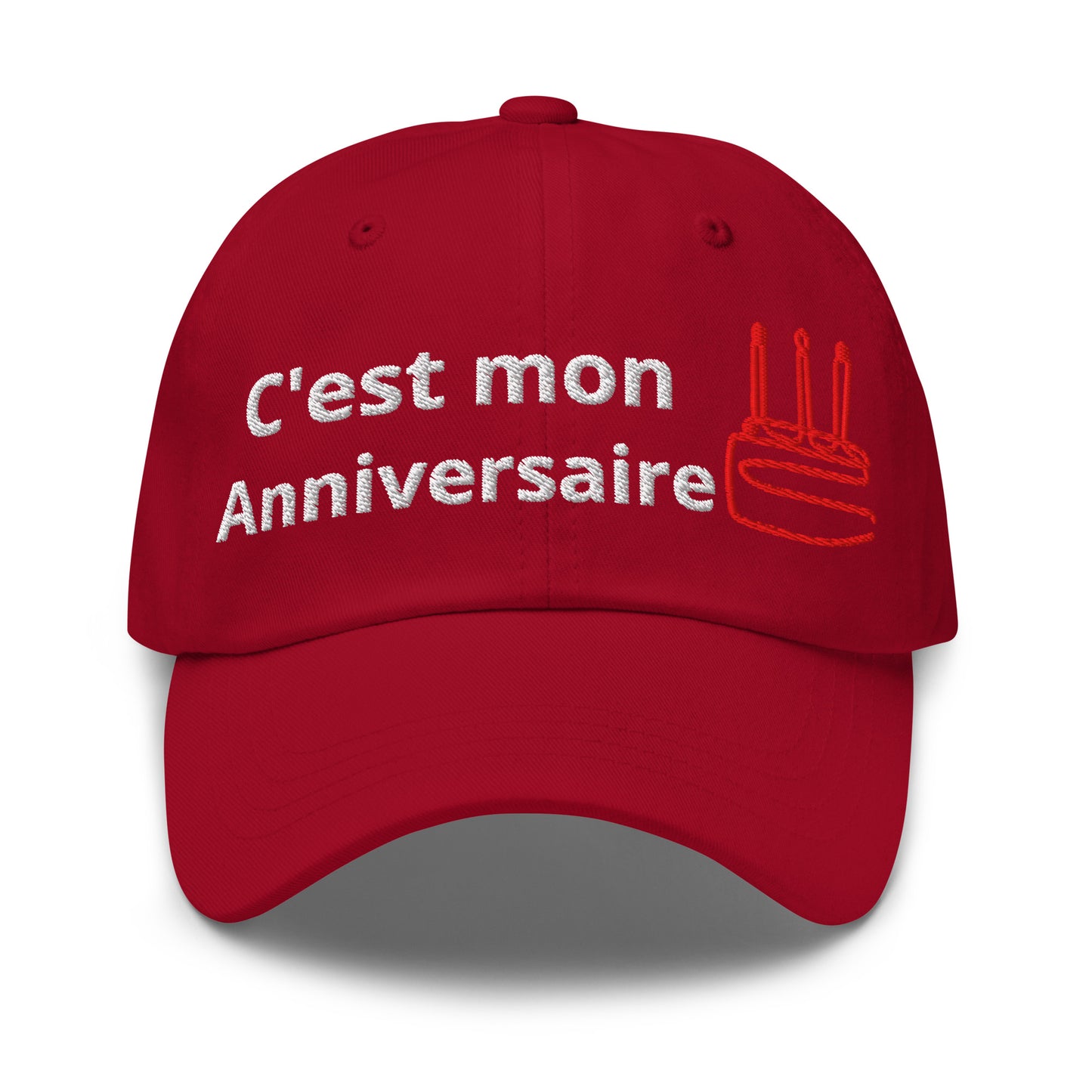 Casquette Baseball, brodée « C'est mon anniversaire », en Canneberge, vue de face, image 5