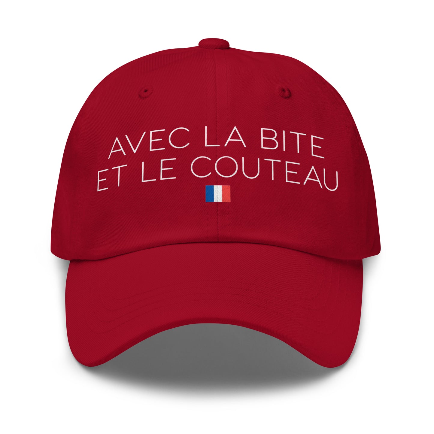 Casquette Baseball, brodée « Avec la bite et le couteau », en Canneberge, vue de face, image 14