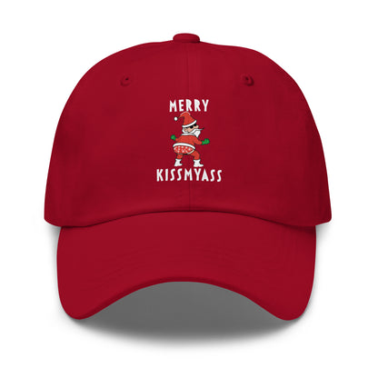 Casquette Baseball, brodée « Merry kiss my ass », en Canneberge, vue de face, image 13