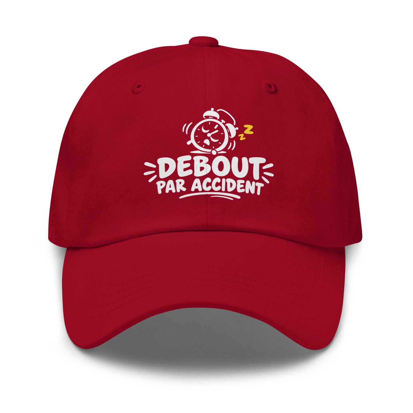 Casquette Baseball, brodée « Debout par accident », en Canneberge, vue de face, image 14