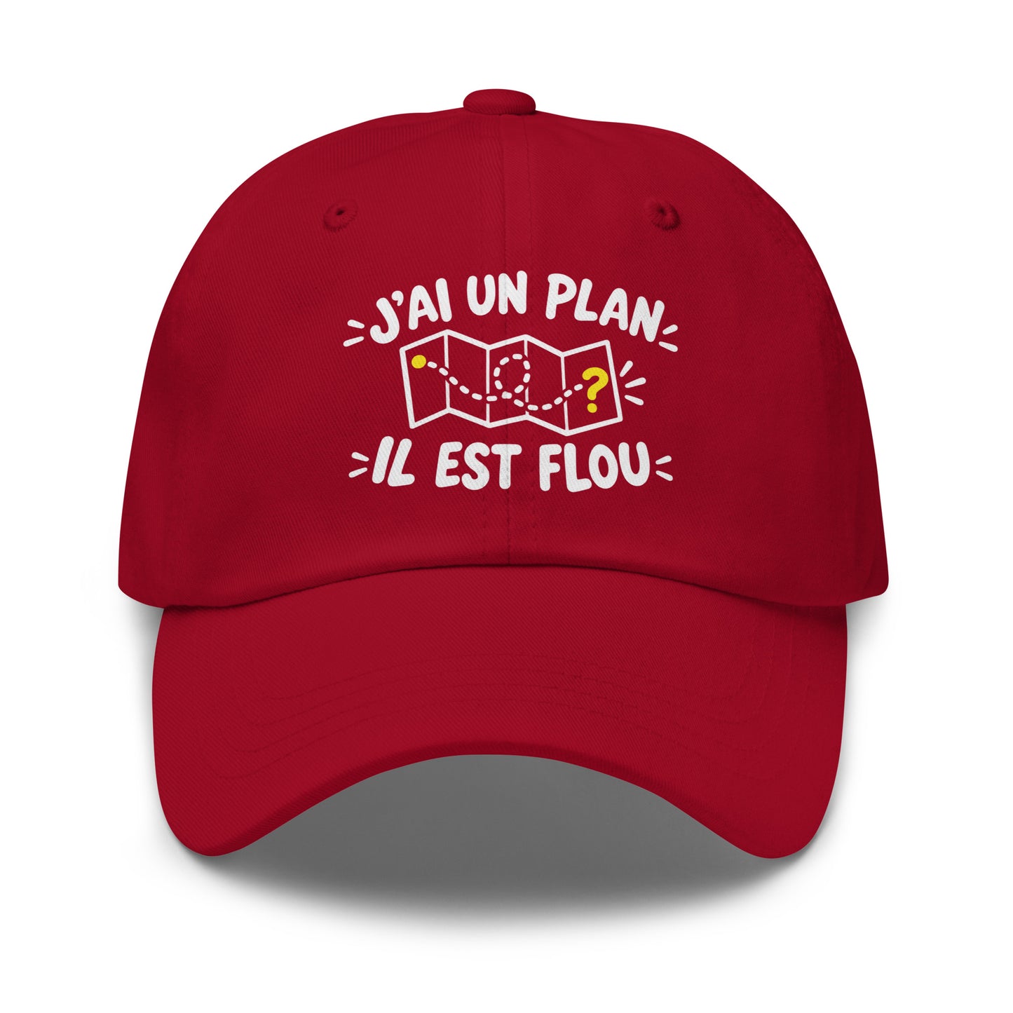 Casquette Baseball, brodée « J'ai un plan, il est flou », en Canneberge, vue de face, image 14