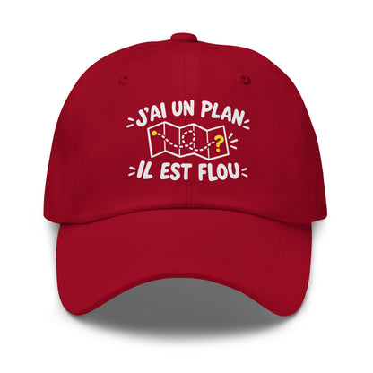 Casquette Baseball, brodée « J'ai un plan, il est flou », en Canneberge, vue de face, image 14