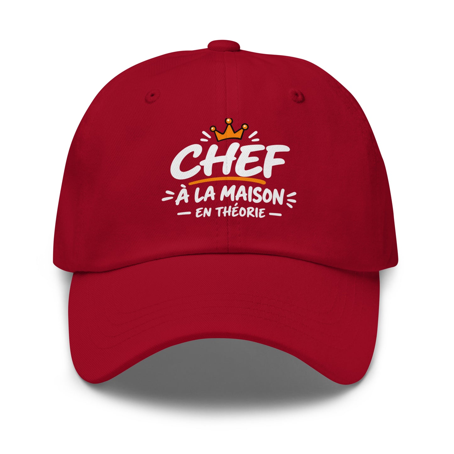 Casquette Baseball, brodée « Chef à la maison, en théorie », en Canneberge, vue de face, image 14