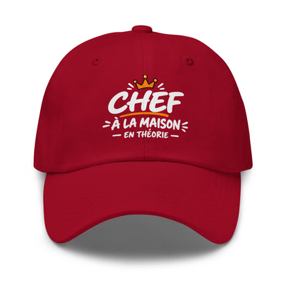 Casquette Baseball, brodée « Chef à la maison, en théorie », en Canneberge, vue de face, image 14