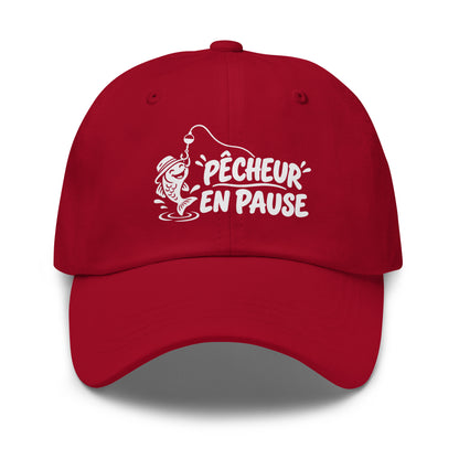 Casquette Baseball, brodée « Pêcheur en pause », en Canneberge, vue de face, image 14