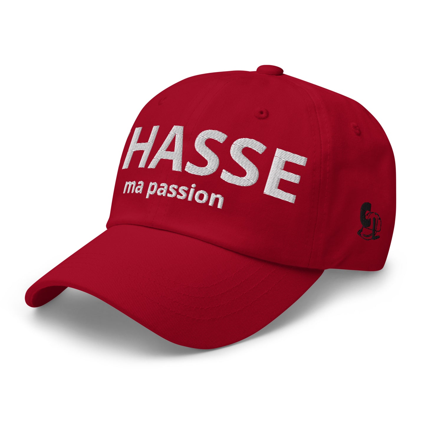 Casquette Baseball, brodée « Chasse ma passion », en Canneberge, vue de trois quarts, image 23