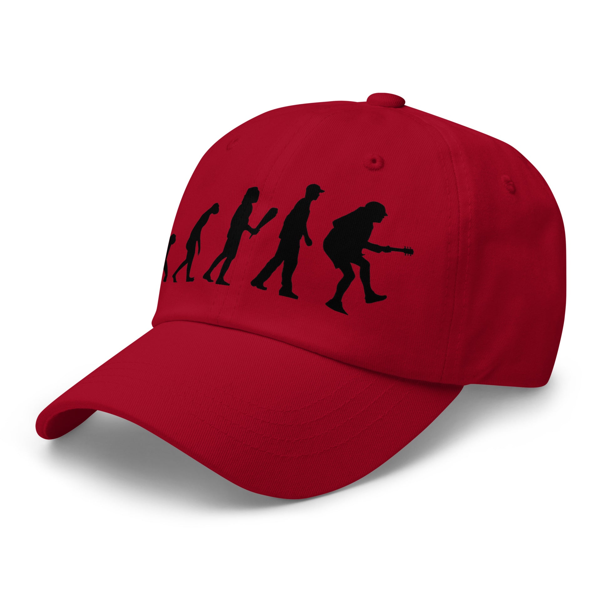 Casquette Baseball, brodée « Evolution de l'homme jusqu'à un guitariste », en Canneberge, vue de trois quarts, image 27