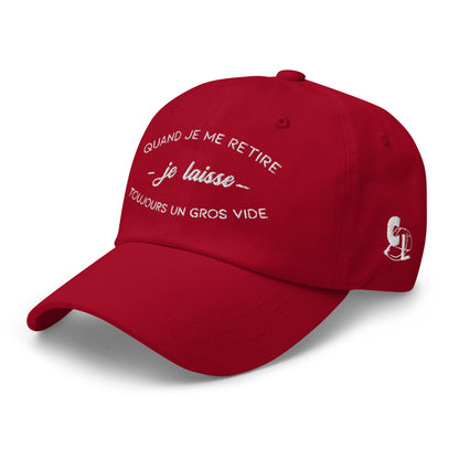 Casquette Baseball, brodée « Quand je me retire, je laisse toujours un gros vide », en Canneberge, vue de trois quarts, image 23