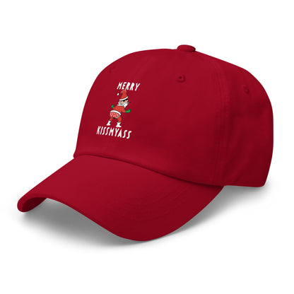 Casquette Baseball, brodée « Merry kiss my ass », en Canneberge, vue de trois quarts, image 15