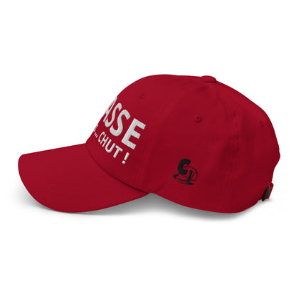 Casquette Baseball, brodée « Chasse en cours ... CHUT ! », en Canneberge, vue de côté, image 23