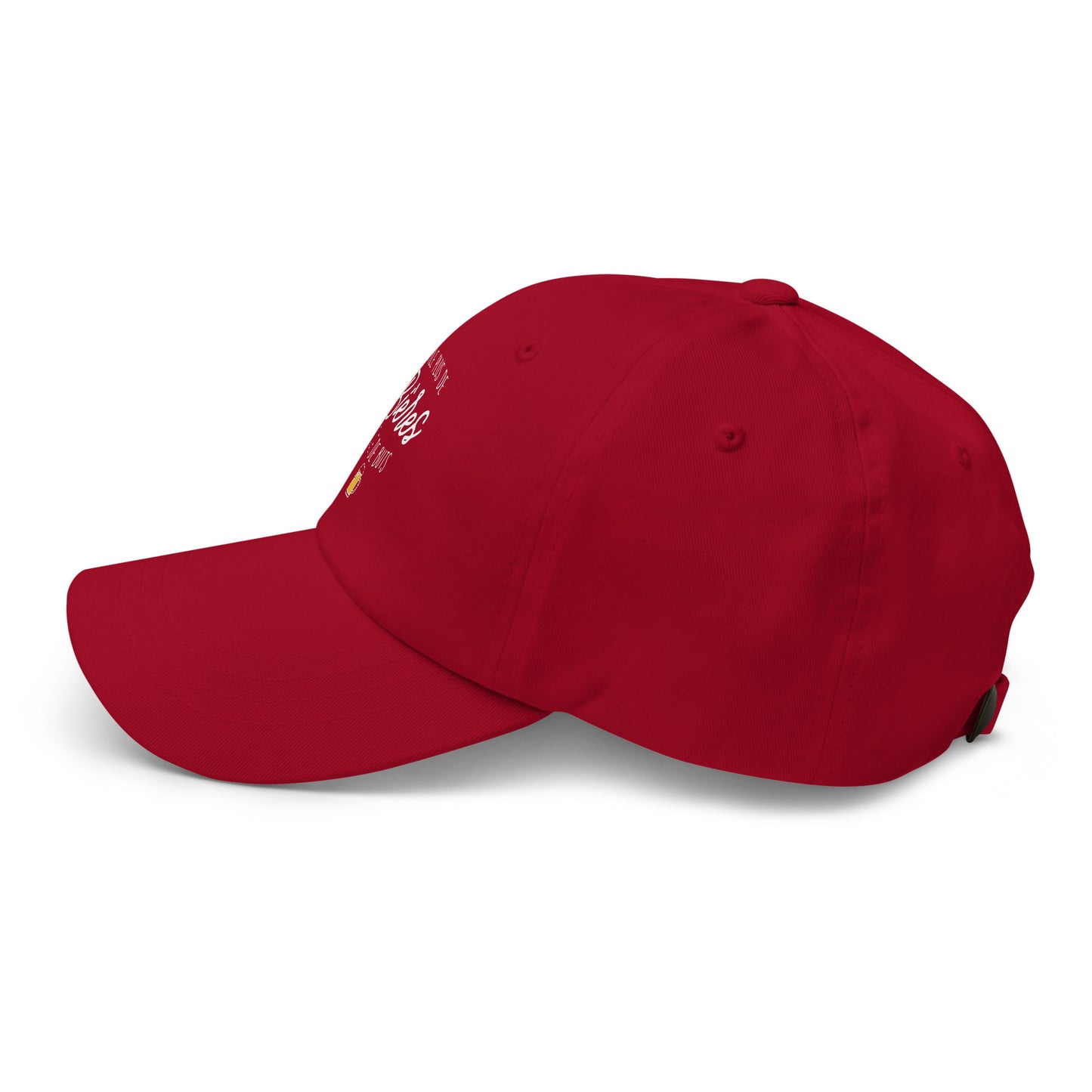 Casquette Baseball, brodée « J'enfile plus de bières que de buts », en Canneberge, vue de côté, image 31