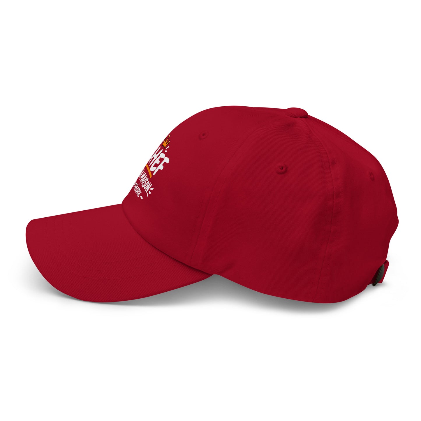 Casquette Baseball, brodée « Chef à la maison, en théorie », en Canneberge, vue de côté, image 17