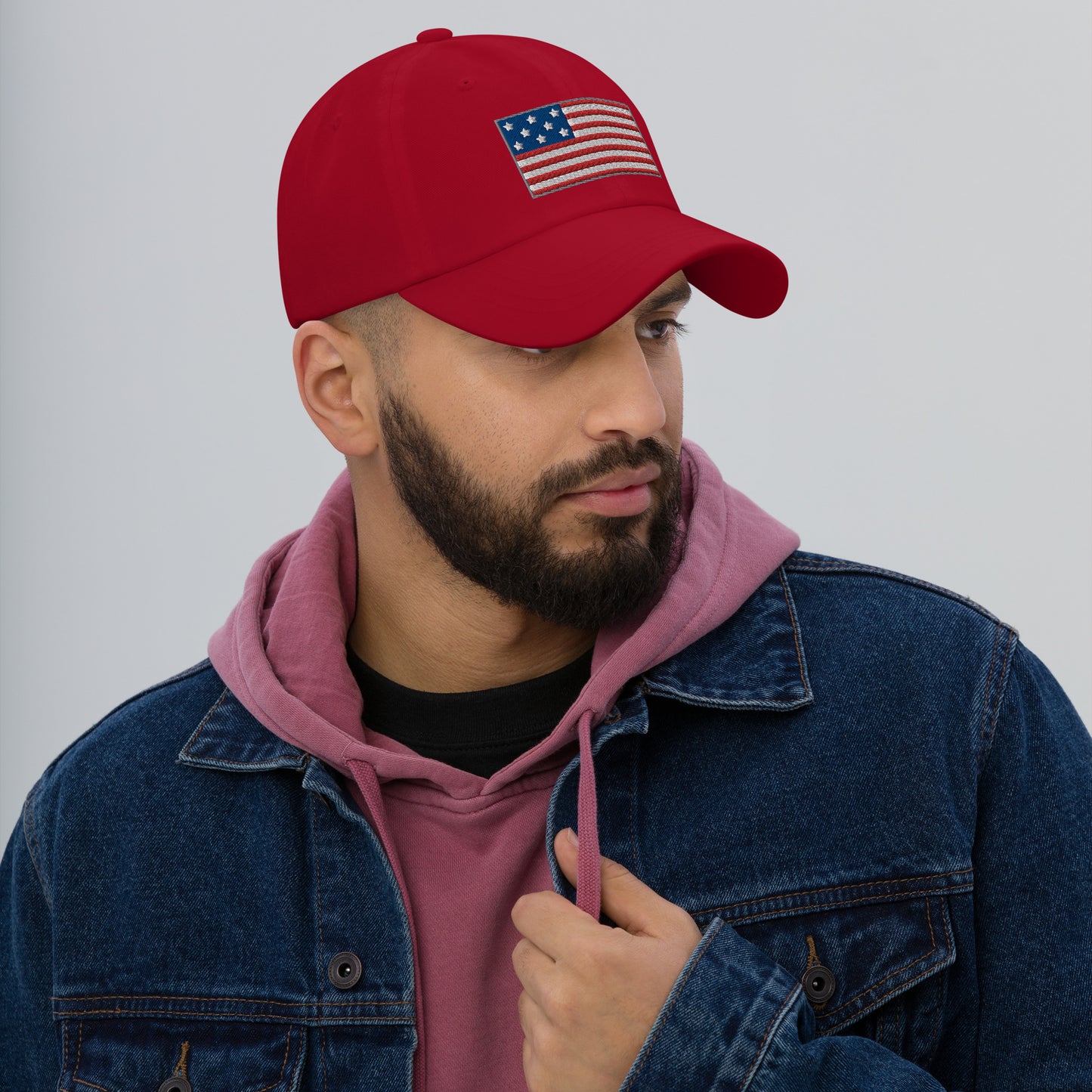 Casquette de Baseball de couleur rouge "Drapeau Américain"