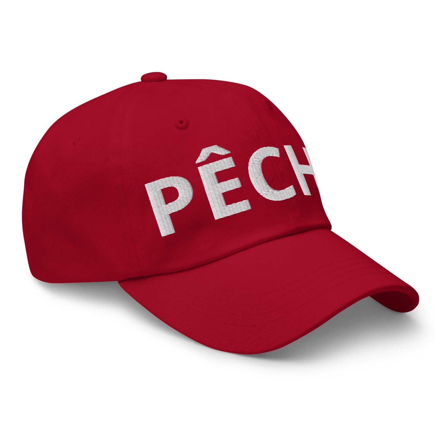 Casquette Baseball, brodée « Pêche », en Canneberge, vue de trois quarts, image 20