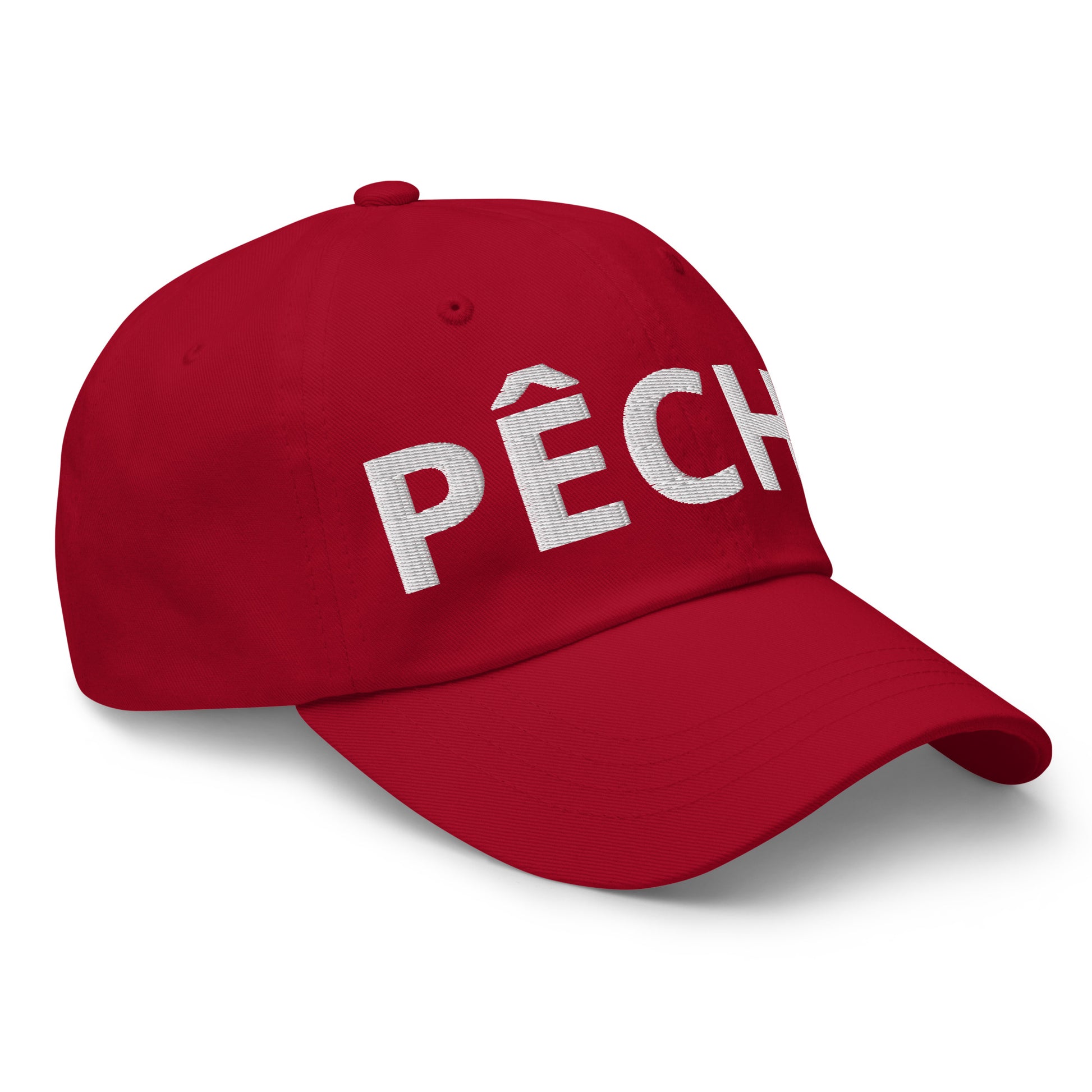 Casquette Baseball, brodée « Pêche », en Canneberge, vue de trois quarts, image 20