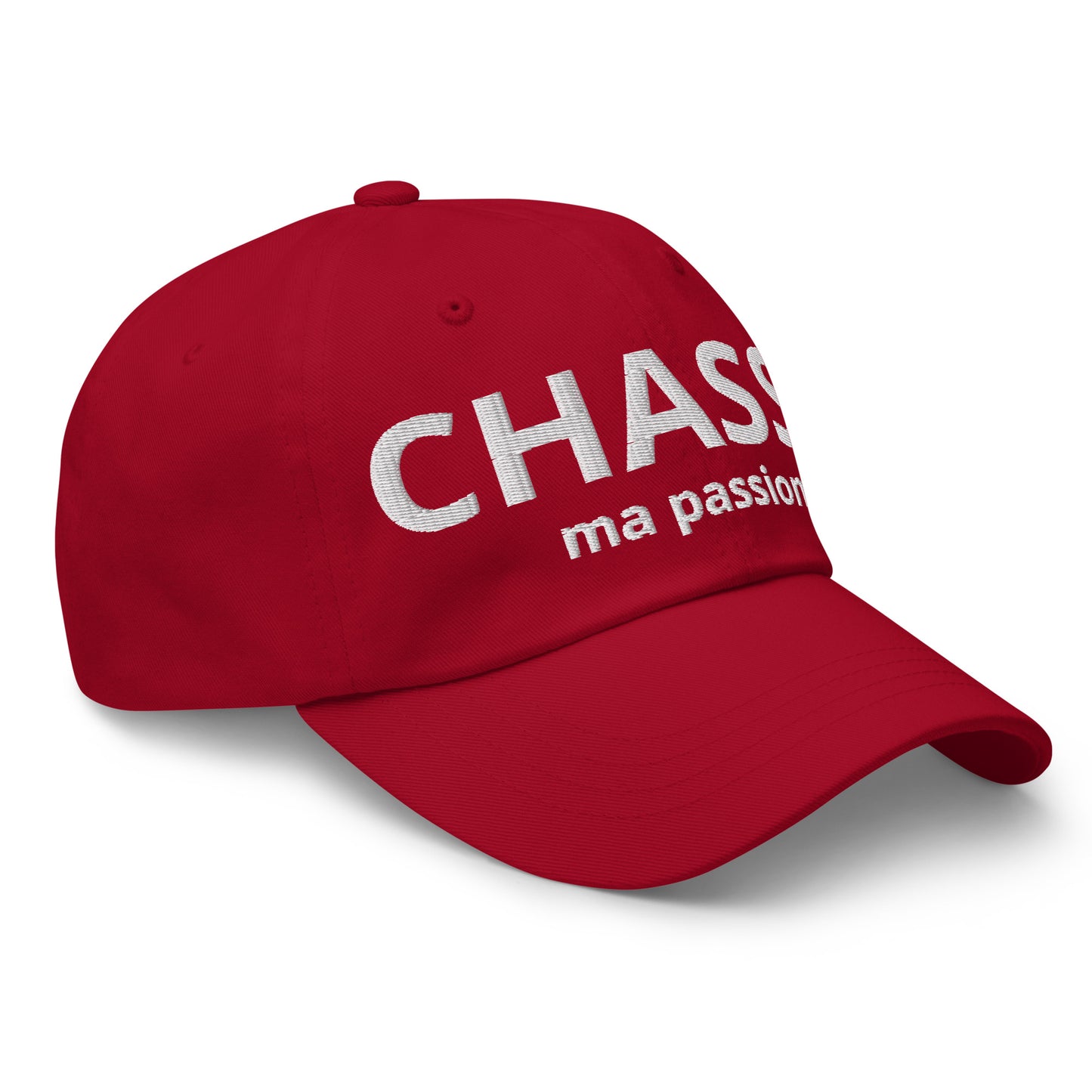 Casquette Baseball, brodée « Chasse ma passion », en Canneberge, vue de trois quarts, image 21