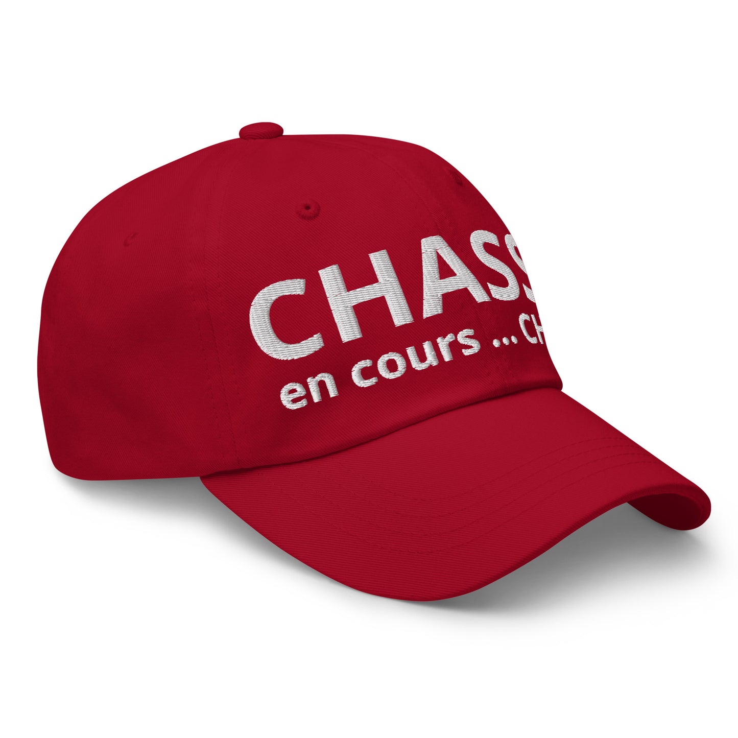 Casquette Baseball, brodée « Chasse en cours ... CHUT ! », en Canneberge, vue de trois quarts, image 22