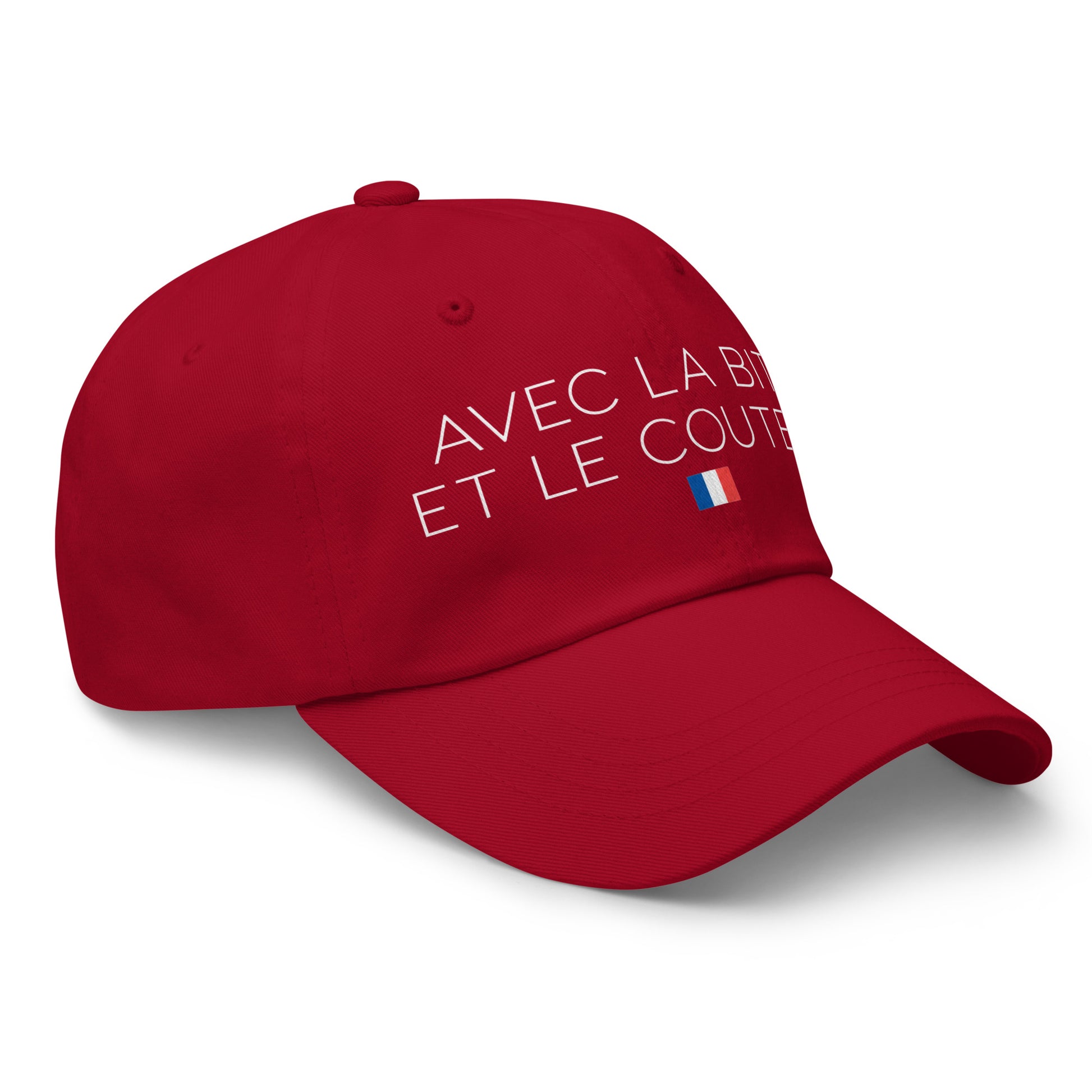 Casquette Baseball, brodée « Avec la bite et le couteau », en Canneberge, vue de trois quarts, image 18