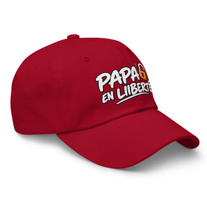 Casquette Baseball, brodée « Papa en liberté », en Canneberge, vue de trois quarts, image 17