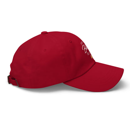 Casquette Baseball, brodée « J'enfile plus de bières que de buts », en Canneberge, vue de côté, image 33