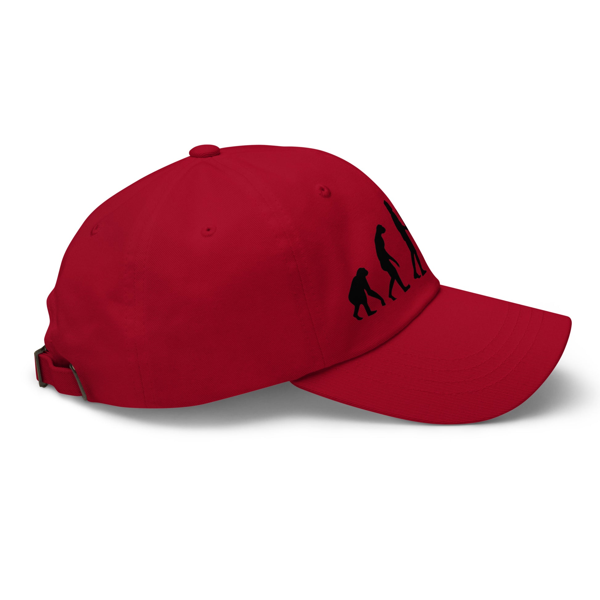Casquette Baseball, brodée « Evolution de l'homme jusqu'à un guitariste », en Canneberge, vue de côté, image 30