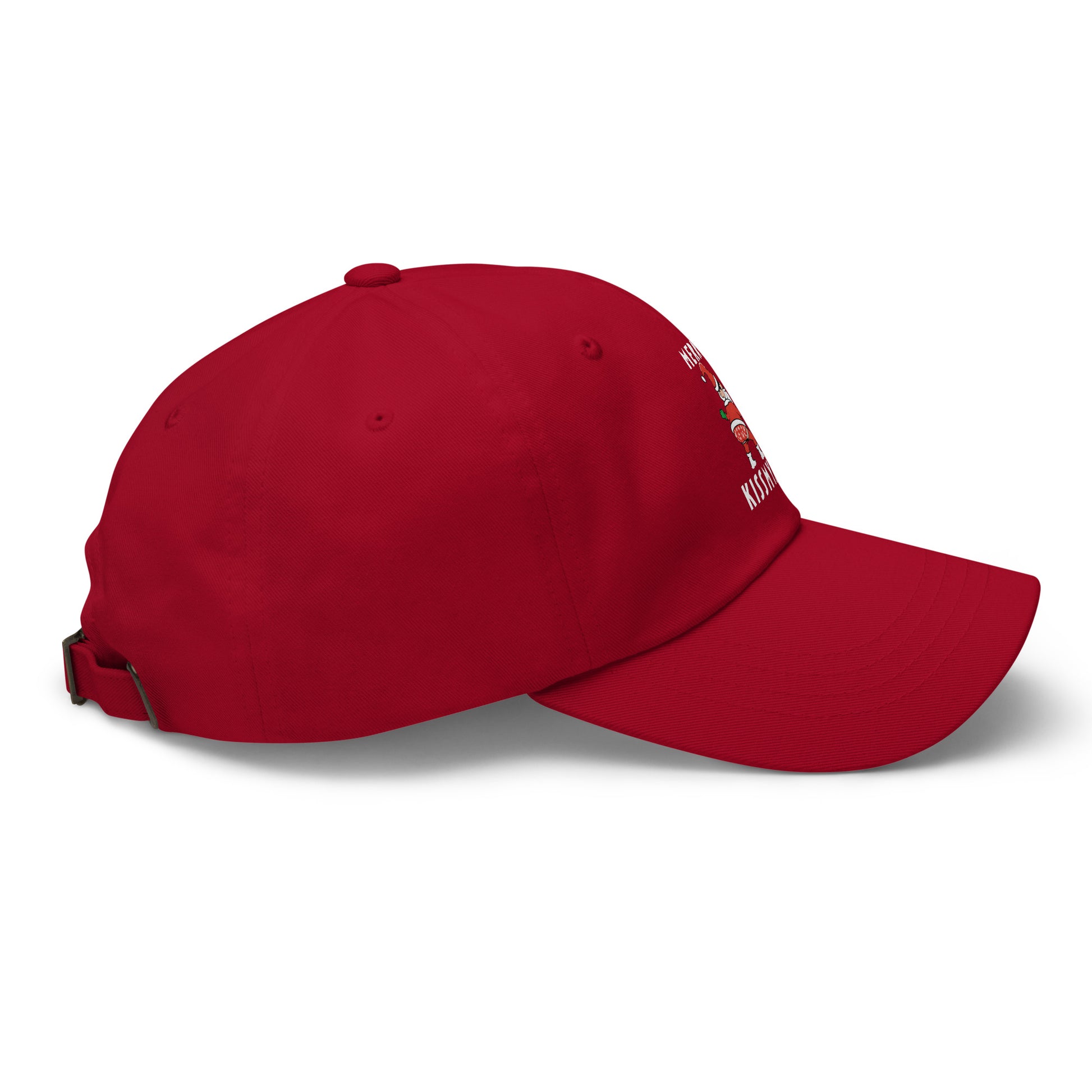 Casquette Baseball, brodée « Merry kiss my ass », en Canneberge, vue de côté, image 18