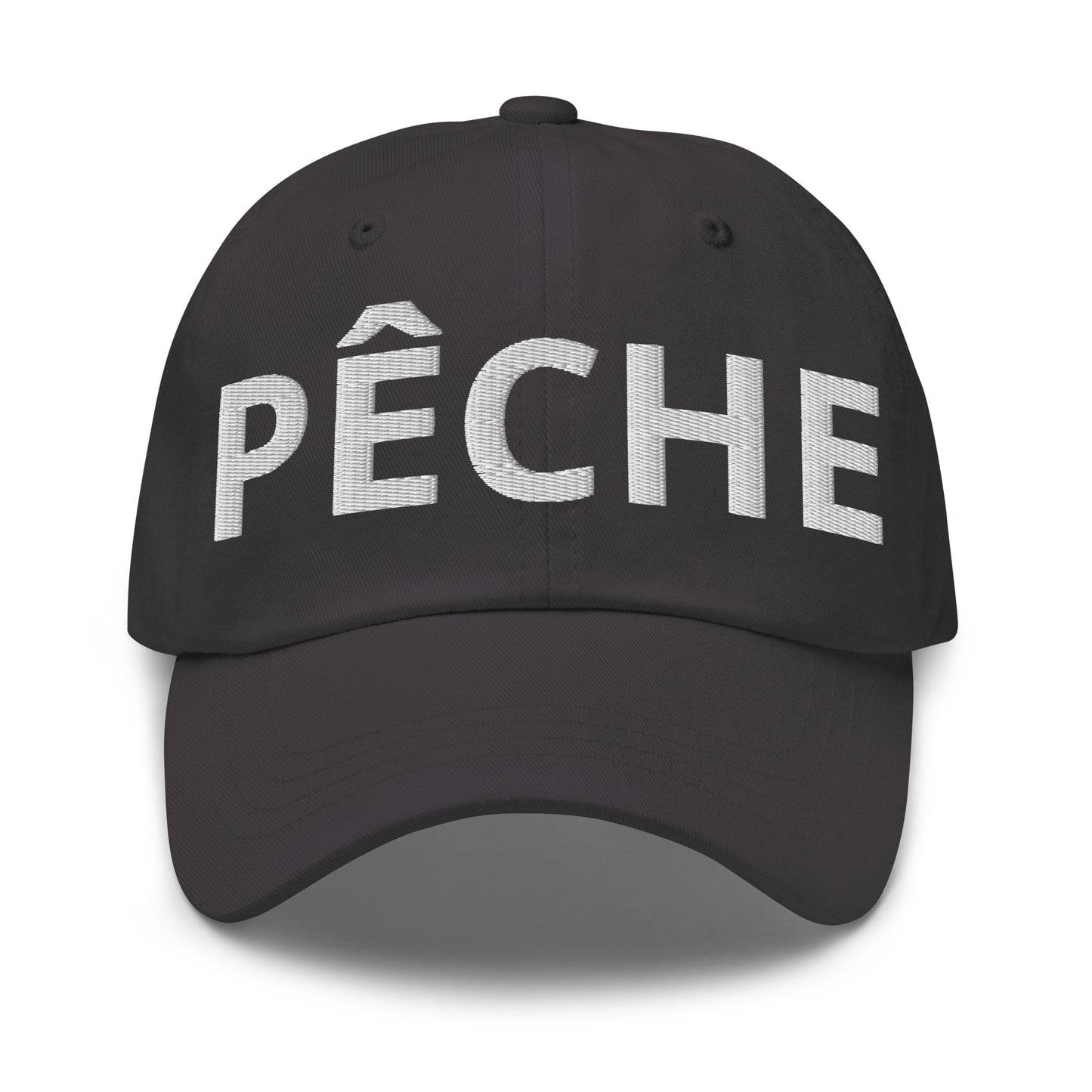 Casquette Baseball, brodée « Pêche », en Gris Foncé, vue de face, image 24