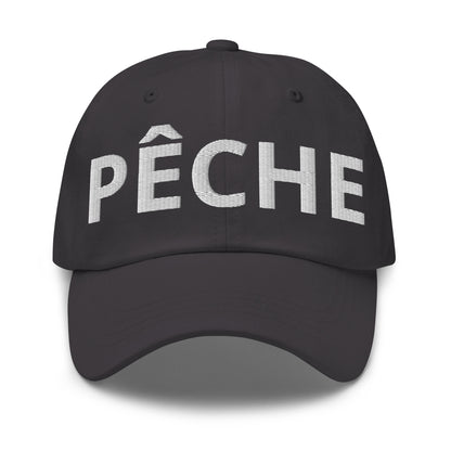 Casquette Baseball, brodée « Pêche », en Gris Foncé, vue de face, image 24