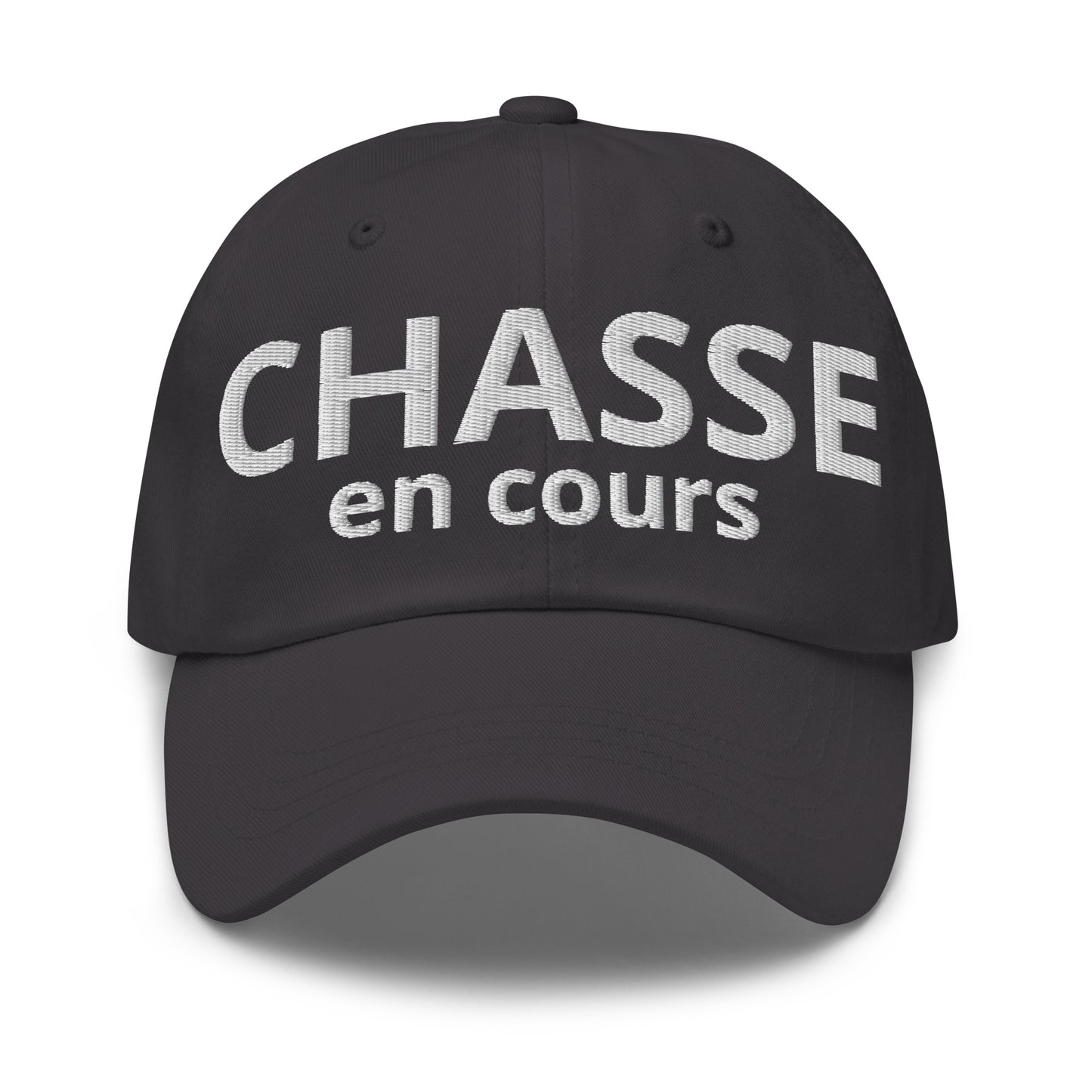 Casquette Baseball, brodée « Chasse en cours », en Gris Foncé, vue de face, image 8