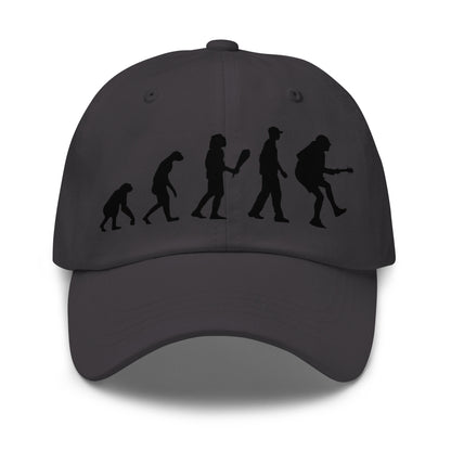 Casquette Baseball, brodée « Evolution de l'homme jusqu'à un guitariste », en Gris Foncé, vue de face, image 31