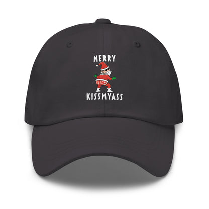 Casquette Baseball, brodée « Merry kiss my ass », en Gris Foncé, vue de face, image 19