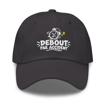 Casquette Baseball, brodée « Debout par accident », en Gris Foncé, vue de face, image 20