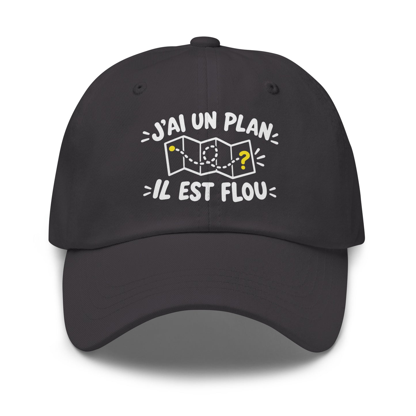Casquette Baseball, brodée « J'ai un plan, il est flou », en Gris Foncé, vue de face, image 20