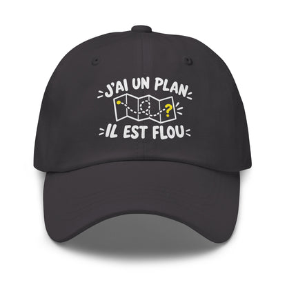 Casquette Baseball, brodée « J'ai un plan, il est flou », en Gris Foncé, vue de face, image 20