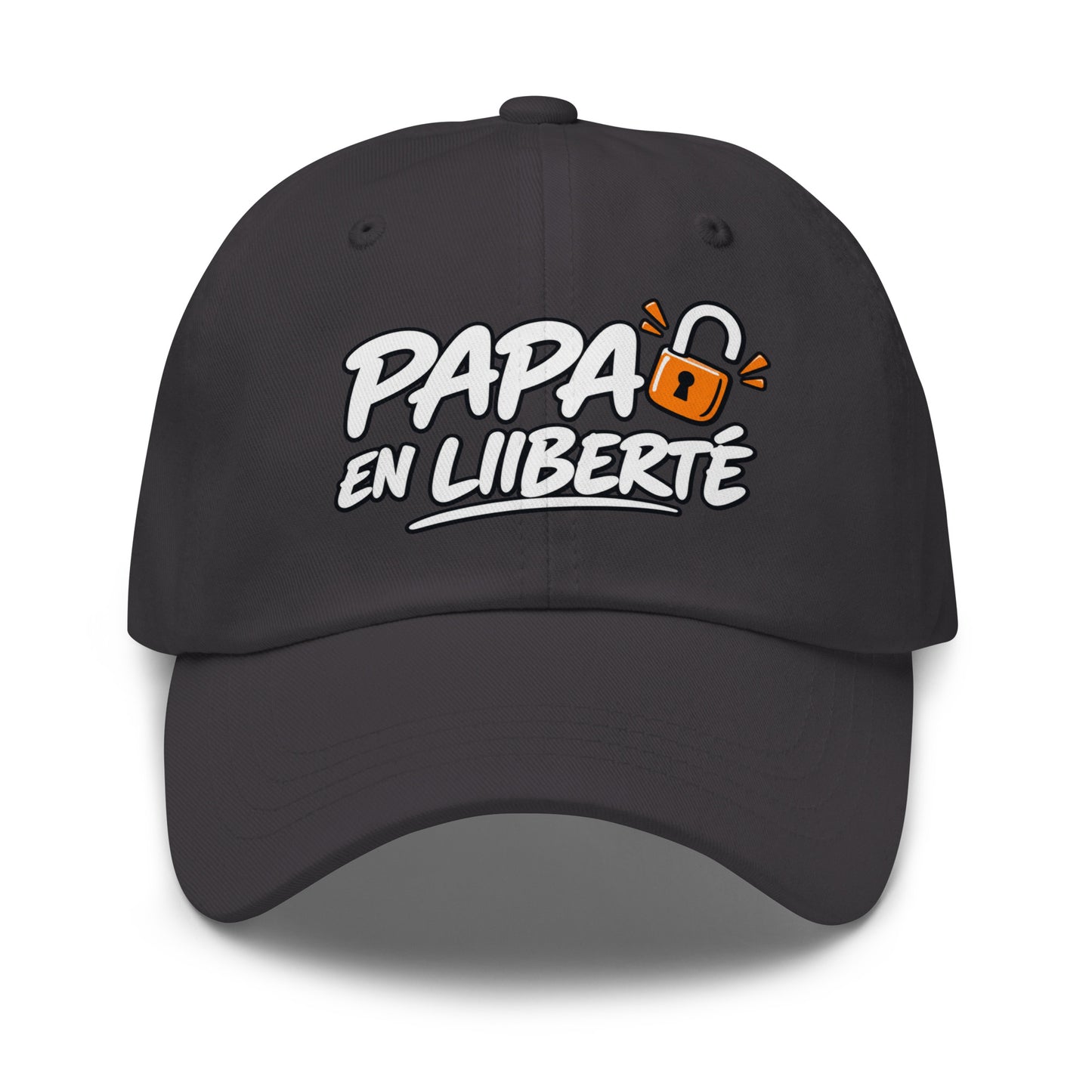 Casquette Baseball, brodée « Papa en liberté », en Gris Foncé, vue de face, image 19