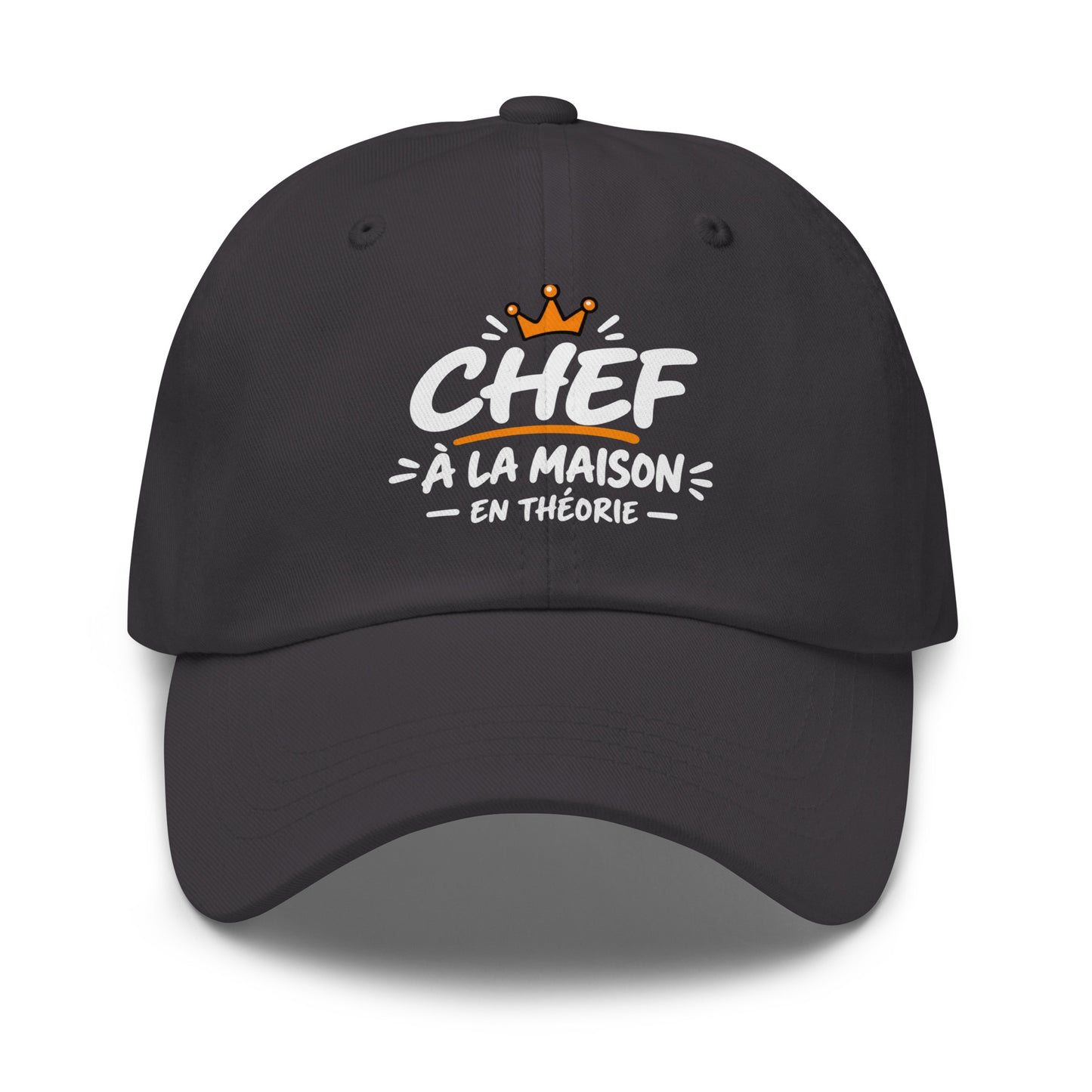 Casquette Baseball, brodée « Chef à la maison, en théorie », en Gris Foncé, vue de face, image 20