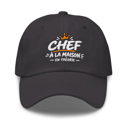 Casquette Baseball, brodée « Chef à la maison, en théorie », en Gris Foncé, vue de face, image 20