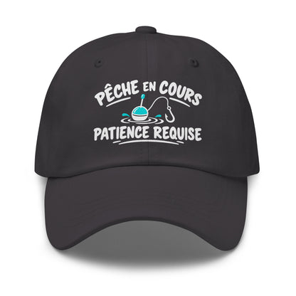 Casquette Baseball, brodée « Pêche en cours, patience requise », en Gris Foncé, vue de face, image 20
