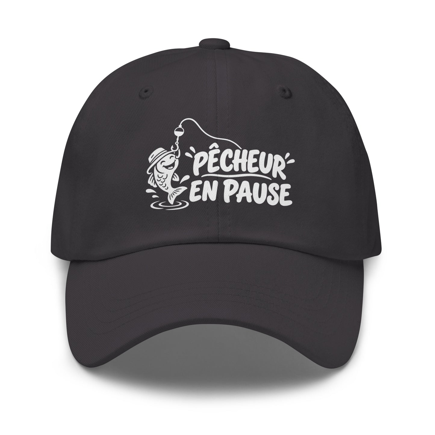Casquette Baseball, brodée « Pêcheur en pause », en Gris Foncé, vue de face, image 19